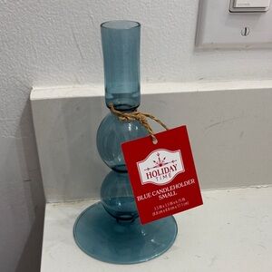 Holiday Time light blue  Candle Holder nwt